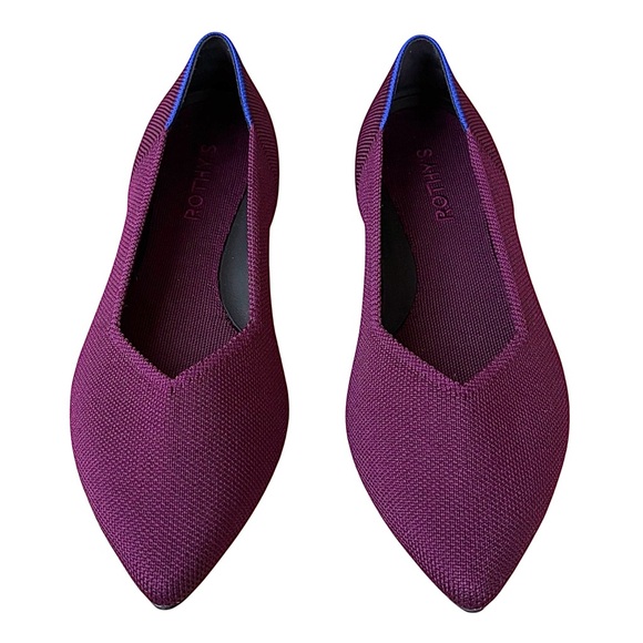 ROTHY’s “The Point II” Maroon & Gold Woven Flats - Picture 5 of 14